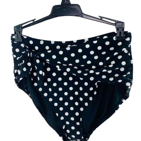 Kate Spade Lia Dot High Waisted Swim Bikini Bottom Black / White Size Small NWT - Picture 2 of 3